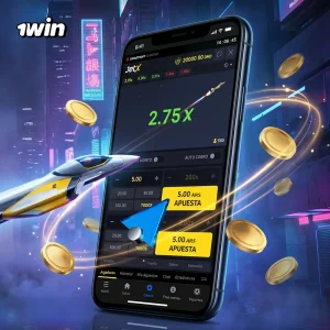 Juego JetX en 1win: avión en el aire con multiplicador creciente en crash game